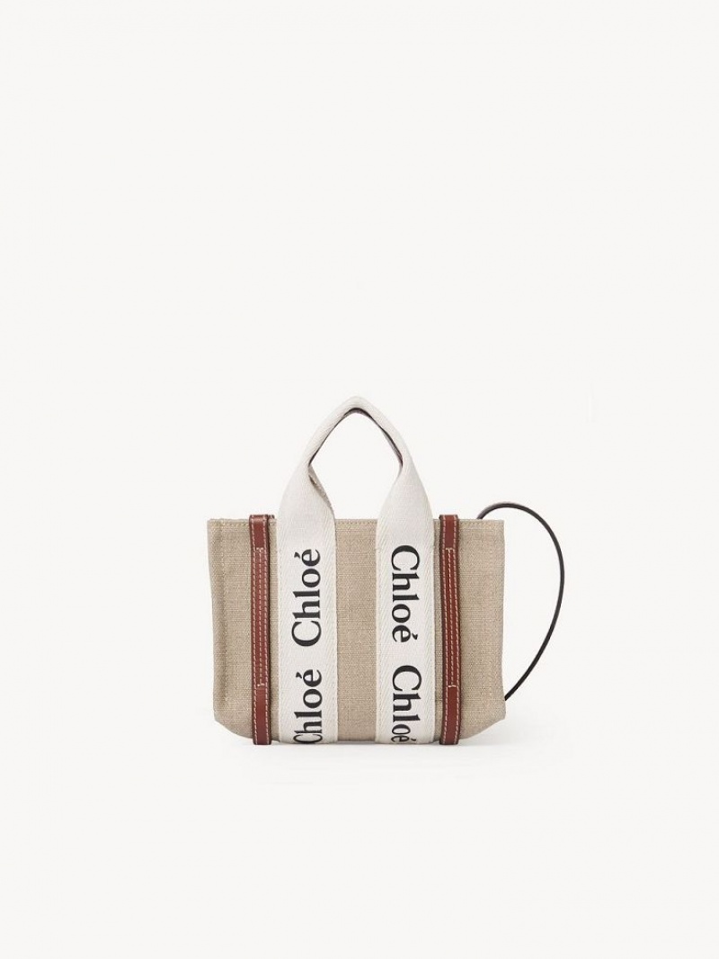 Torebki Małe Chloe Woody Tote 3 Białe Brązowe | CHE-SR13723