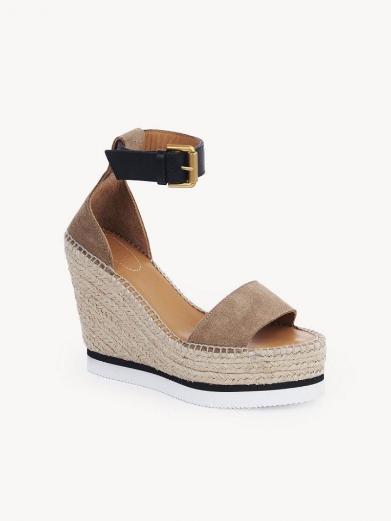 Wedge Chloe Glyn Espadryle Khaki | CHE-SR14816