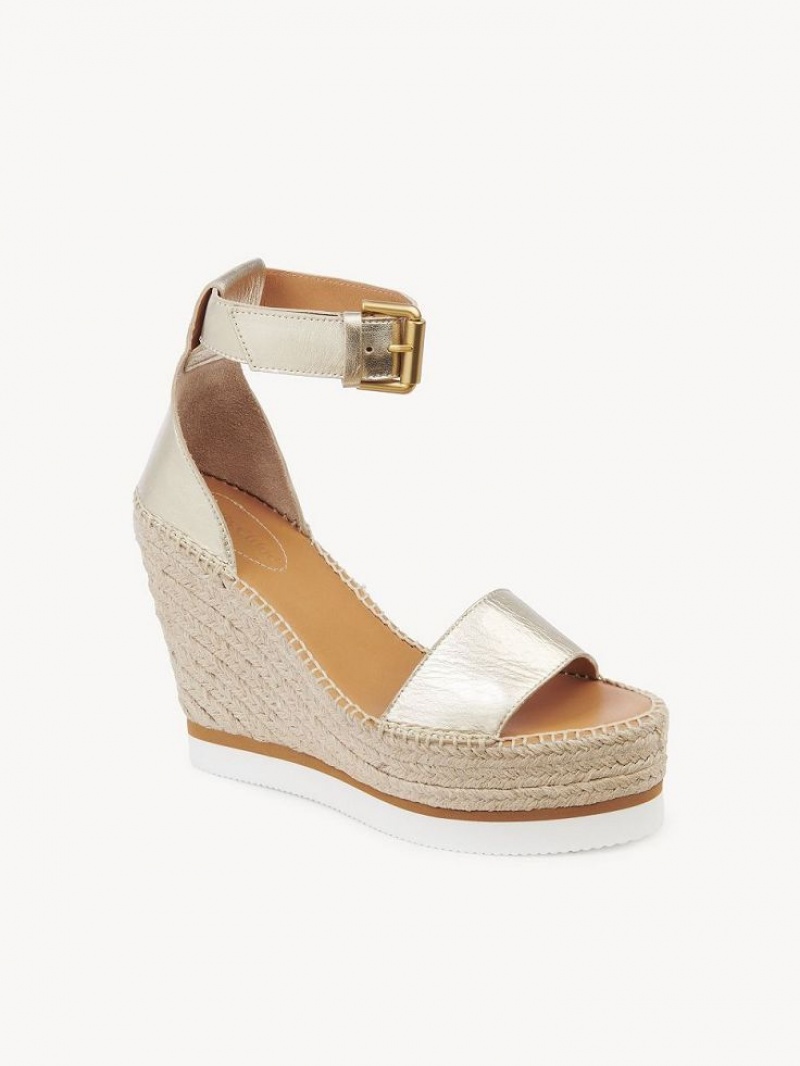 Wedge Chloe Glyn Espadryle Srebrne | CHE-SR14843