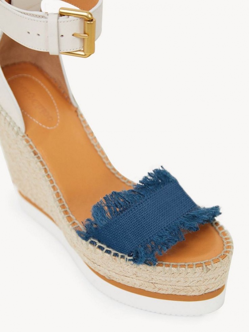 Wedge Chloe Glyn Fringed Espadryle Jasny Niebieskie | CHE-SR14827