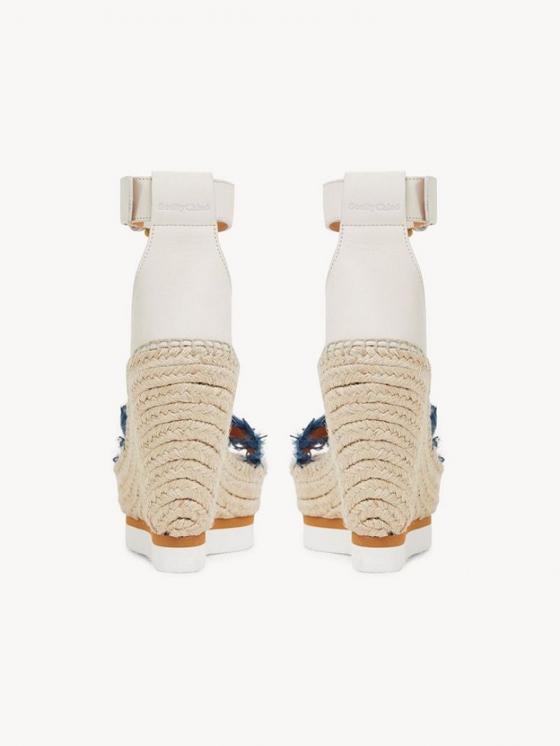 Wedge Chloe Glyn Fringed Espadryle Jasny Niebieskie | CHE-SR14827